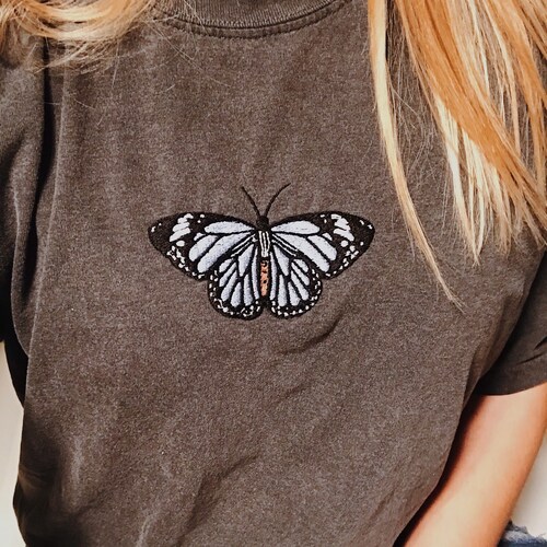 Striped butterfly embroidered collar-shirt main image 1