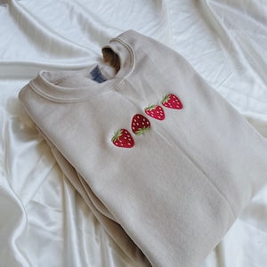 Embroidered Strawberry Sweatshirt - Etsy