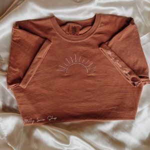 Embroidered Sun T-Shirt l Comfort Colors Minimalist Summer Sun T-Shirt