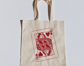 Queen of Hearts Tote Bag | Market Tote Bag l Minimalist Canvas Bag