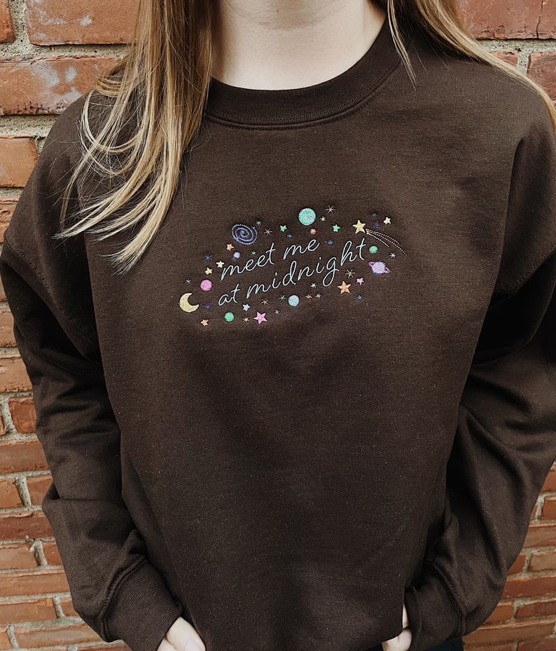 Meet Me at Midnight Embroidered Sweatshirt - Etsy