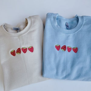 Embroidered Strawberry Sweatshirt