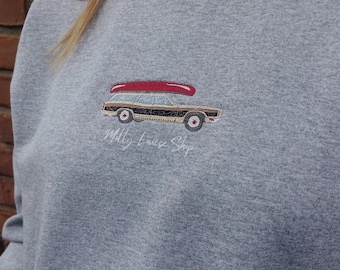 Embroidered Vintage Car Sweatshirt