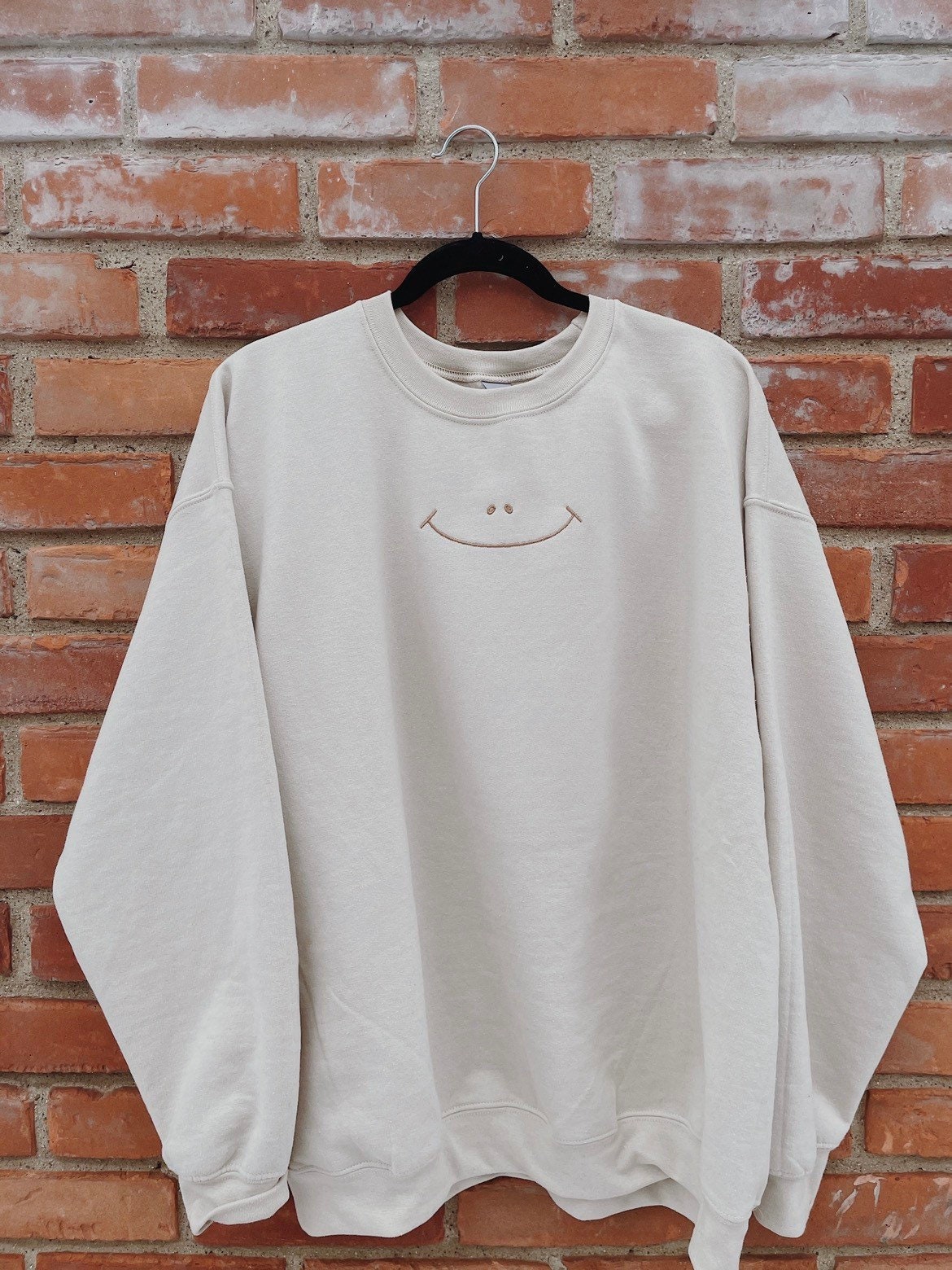 Smiley Face Embroidered Sweatshirt