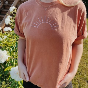 Embroidered Sun T-Shirt l Comfort Colors Minimalist Summer Sun T-Shirt image 6