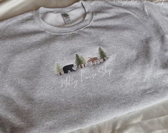 Embroidered Bear and Moose Sweatshirt