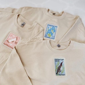 Embroidered Vintage Stamp Sweatshirts