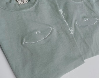 Geborduurd T-shirt met smileygezicht