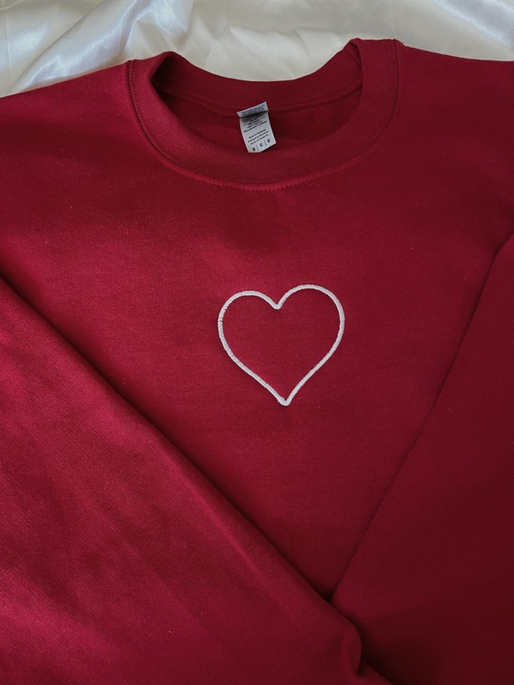 Embroidered Heart Sweatshirt - Etsy