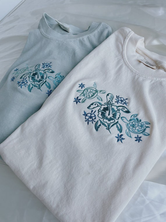 Tropical Turtles Embroidered T-Shirt