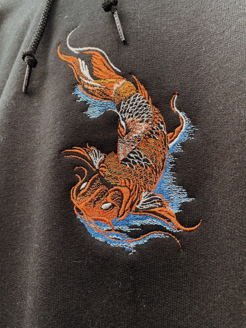 KH9008 YinYang Koi Embroidery Hoodie