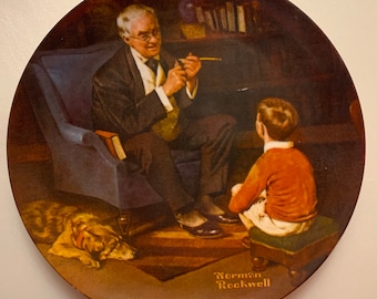 982 NORMAN ROCKWELL The Tycoon - 8 1/2" Edwin M Knowles Limited Edition Vintage Fine China Plate