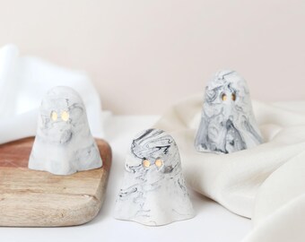 Jesmonite Ghost Lantern | Spooky Halloween LED Ornament