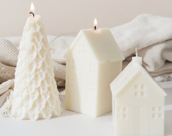 House Candle: Christmas Table Decoration, Soy Wax Candle