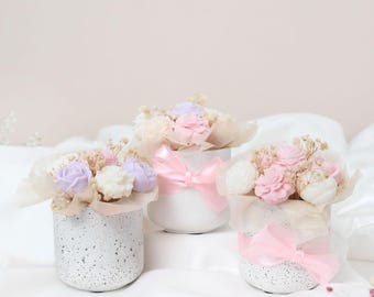 Wax Melt Flower Posie: Champagne & Rose Scented Jesmonite Vase