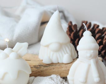Nordic Christmas Gnome Candle: Handmade Soy Wax Gonk, Festive Decor