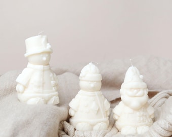 Handmade Snowman Soy Wax Candle: Christmas Holiday Decor