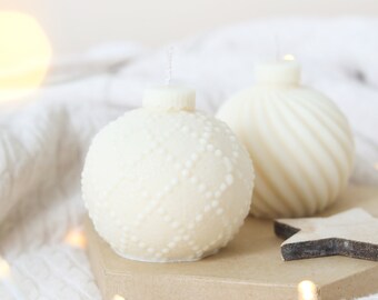 Christmas Bauble Soy Candle: Festive Holiday Ornament Decor