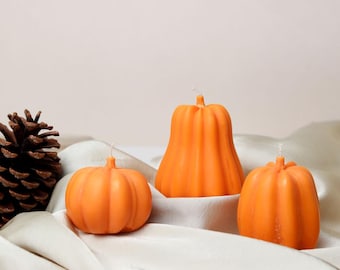 Pumpkin Candle Trio: Spiced Scent, Autumn Decor