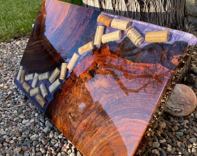 Wine Cork Epoxy Charcuterie Serving Boards Etsy