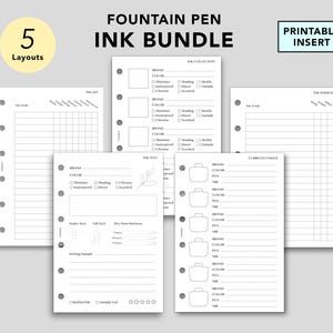 Taschengröße druckbare Einlage, Füllfederhalter Tinte Bundle, Muster, Sammlung, Wunschliste, Tintentest