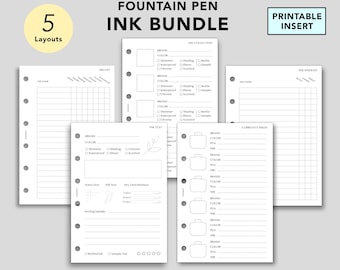 Pocket Size Printable Insert, Fountain Pen Ink Bundle, Swatches, Collection, Wishlist, Ink Testing