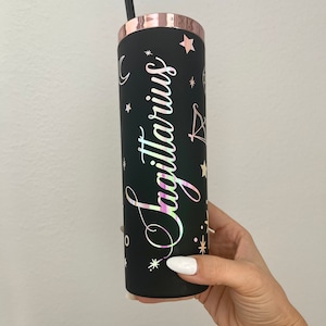 Zodiac Astrology Tumbler, Holographic Cup, Coffee Cup, Astrology Travel Mug, Astrology Gift, Personalized Tumbler Water Bottle