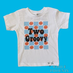 Two Groovy Shirt | Hippie Birthday | Second Birthday | Kids | Gift | Smiley Face | Happy Face | Checkered