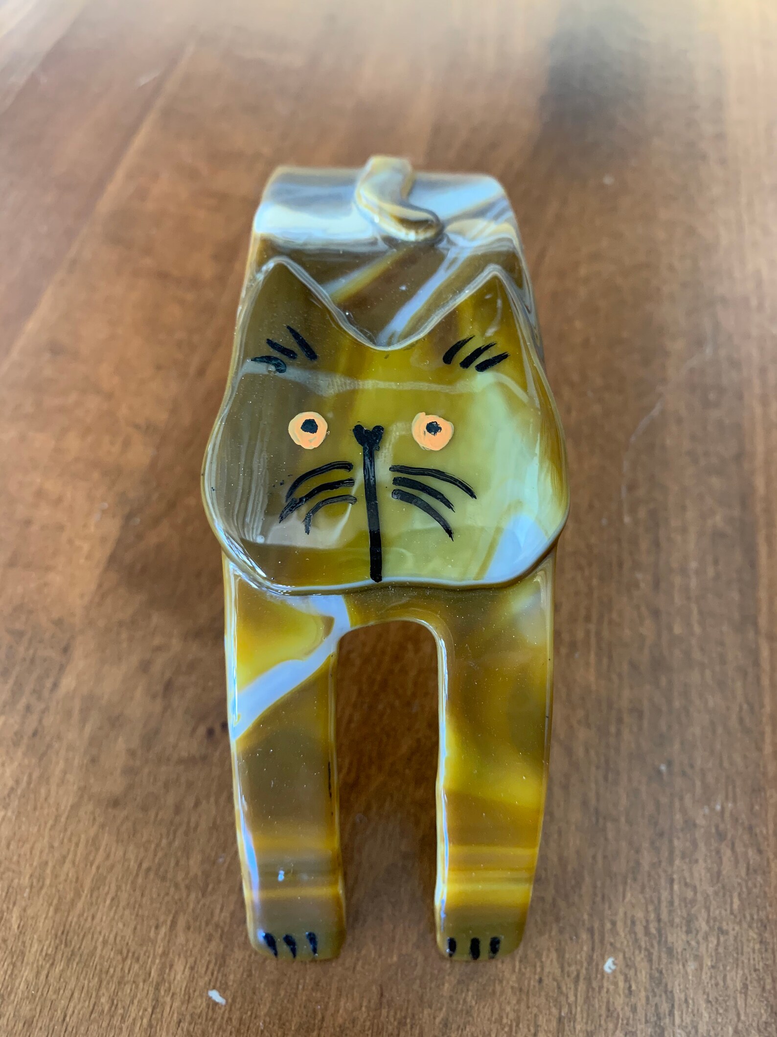 Fused Glass Cat Figurine by Artist Laura Dawson Etsy