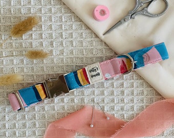 Dog Collar | handmade, classic, neutral, boho, adjustable, rainbow, abstract | Hetty's Hounds