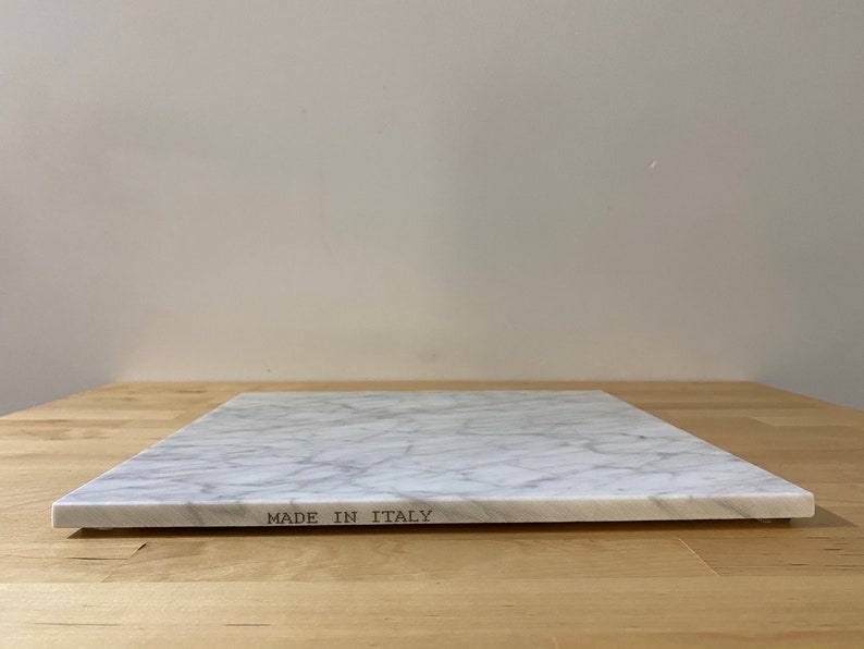 Natural Marble Charcuterie Board, 12x12 inch 30cm Cheese Platter, Rubber Non-Slip Feet, White Natural Marble image 7