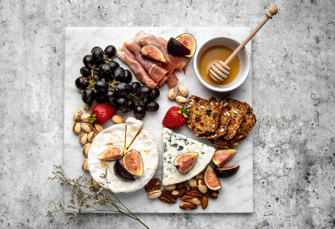 Natural Marble Charcuterie Board, 12x12 Inch 30cm Cheese Platter