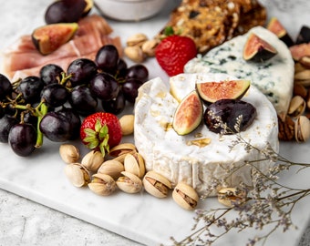 Marble Cheese Platter (12x12 inch) - Marble Tray, Stone Food Platter, Cutting Board, Serve Cheese and Pastry