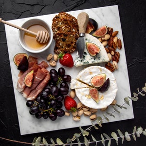 Natural Marble Charcuterie Board, 12x12 inch 30cm Cheese Platter, Rubber Non-Slip Feet, White Natural Marble image 2