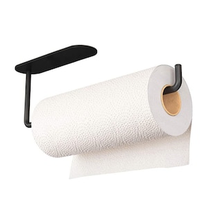 Porte-serviettes en papier sous le meuble, fixation murale en acier inoxydable (noir)