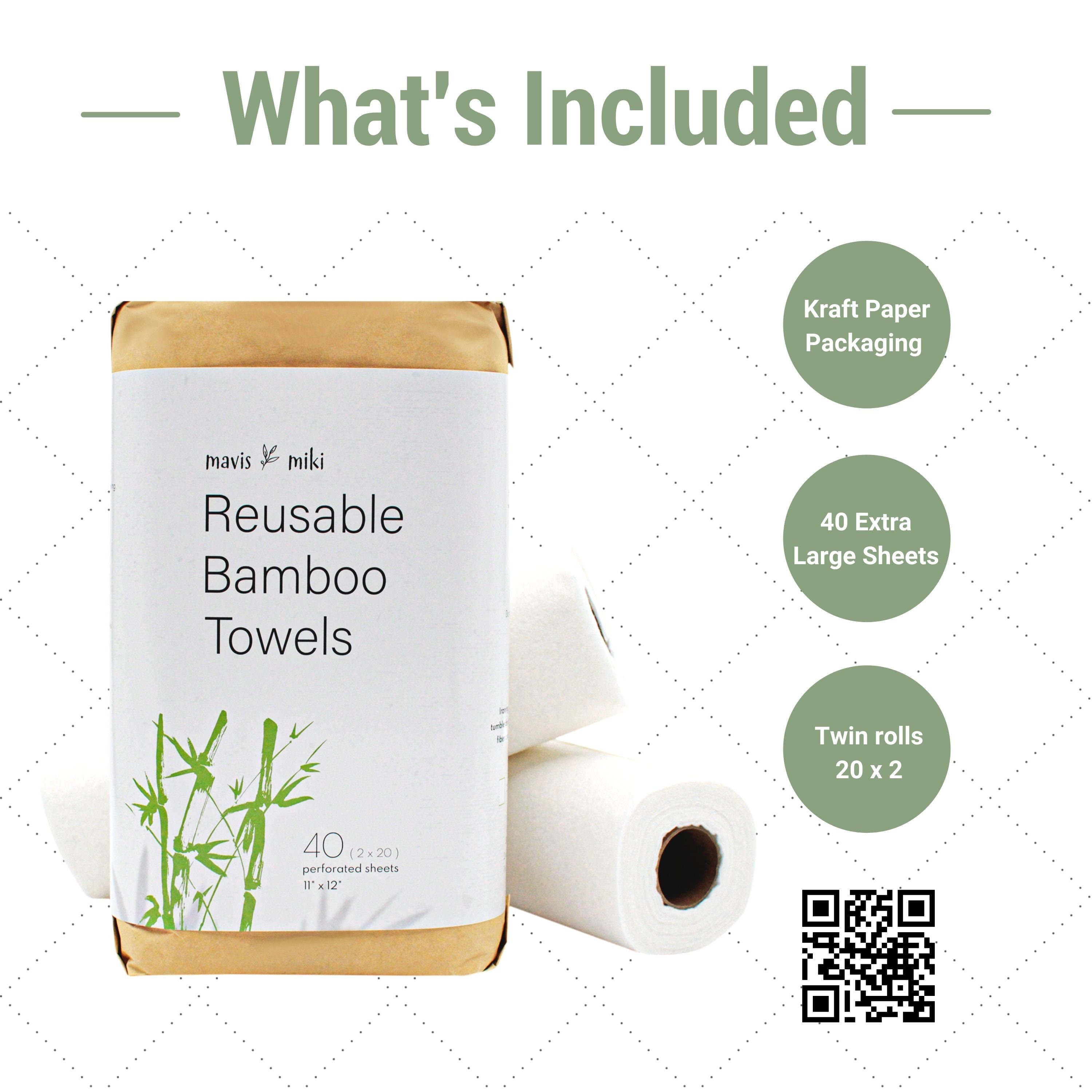 Washable Organic Bamboo Paper Towel Roll - 20 Sheets