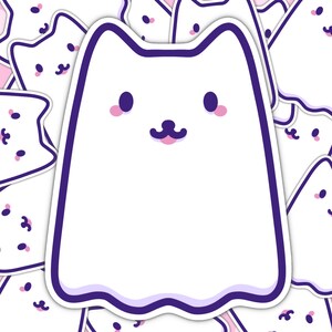Ghost Cat Kawaii Cute Chibi Halloween Bullet Journal Planner Die Cut Sticker