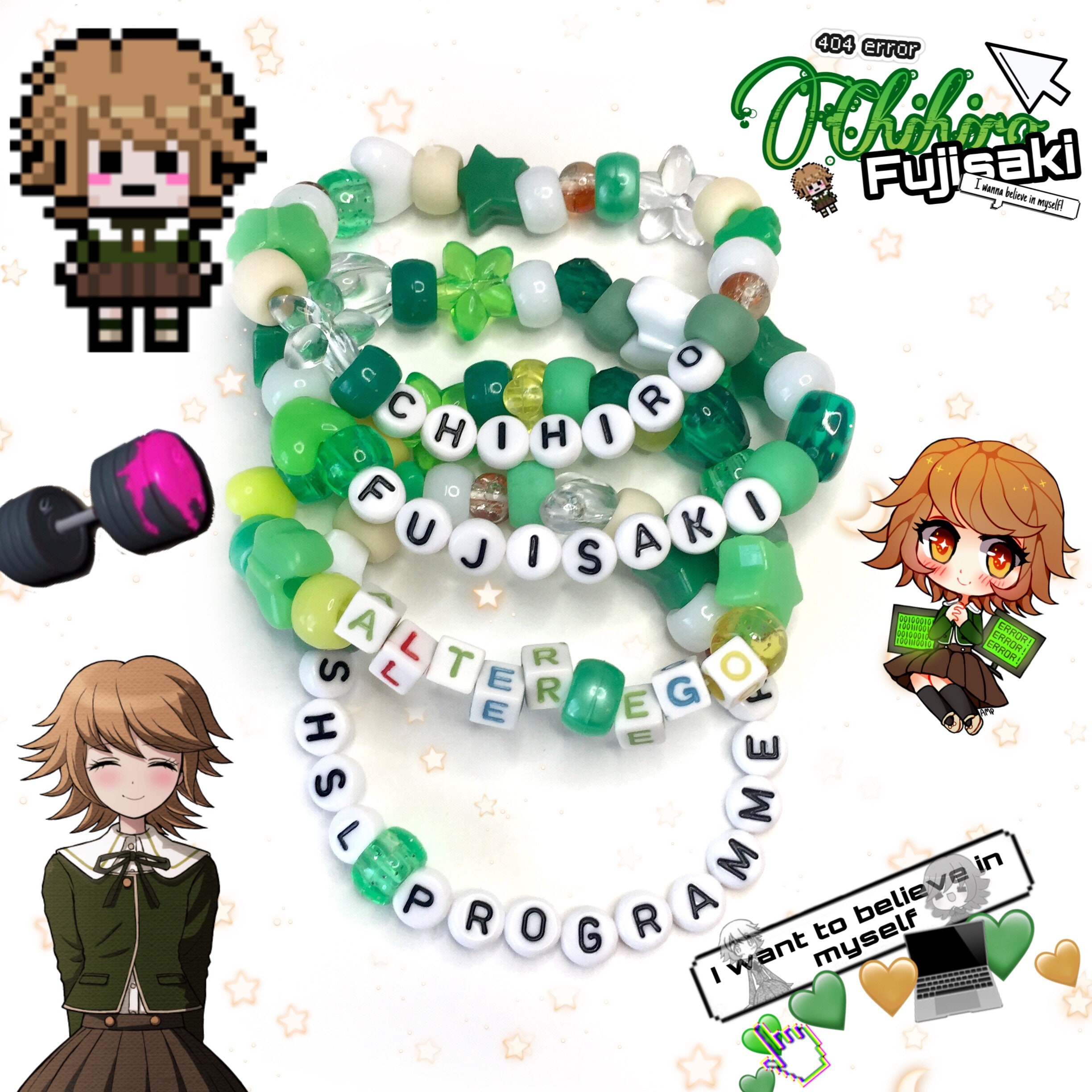 Danganronpa Chihiro Fujisaki Kandi Conjunto De Pulseras Etsy Espana