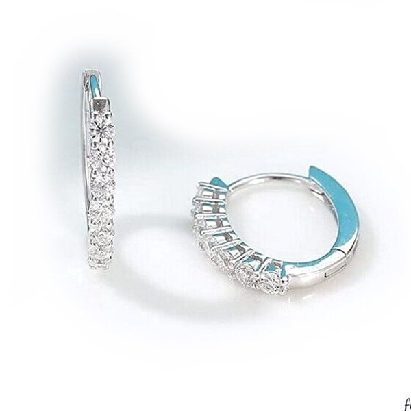 0.50 Carat TCW Moissanite Oval Hoop Earrings in Sterling Silver Charles and Colvard