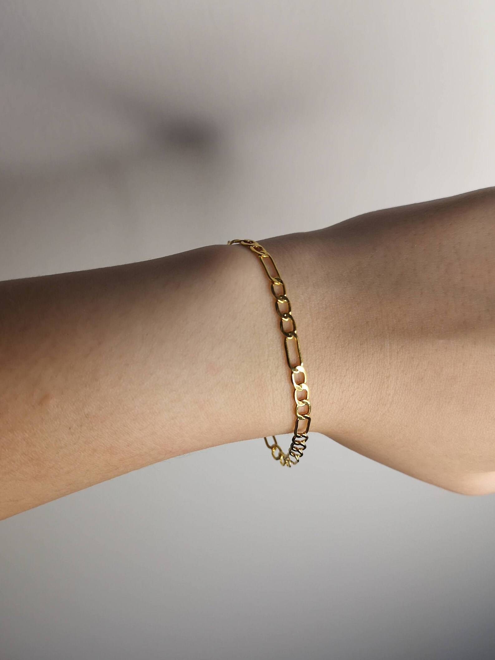 Gold Figaro Bracelet 24K Gold Plated Figaro Bracelet Etsy