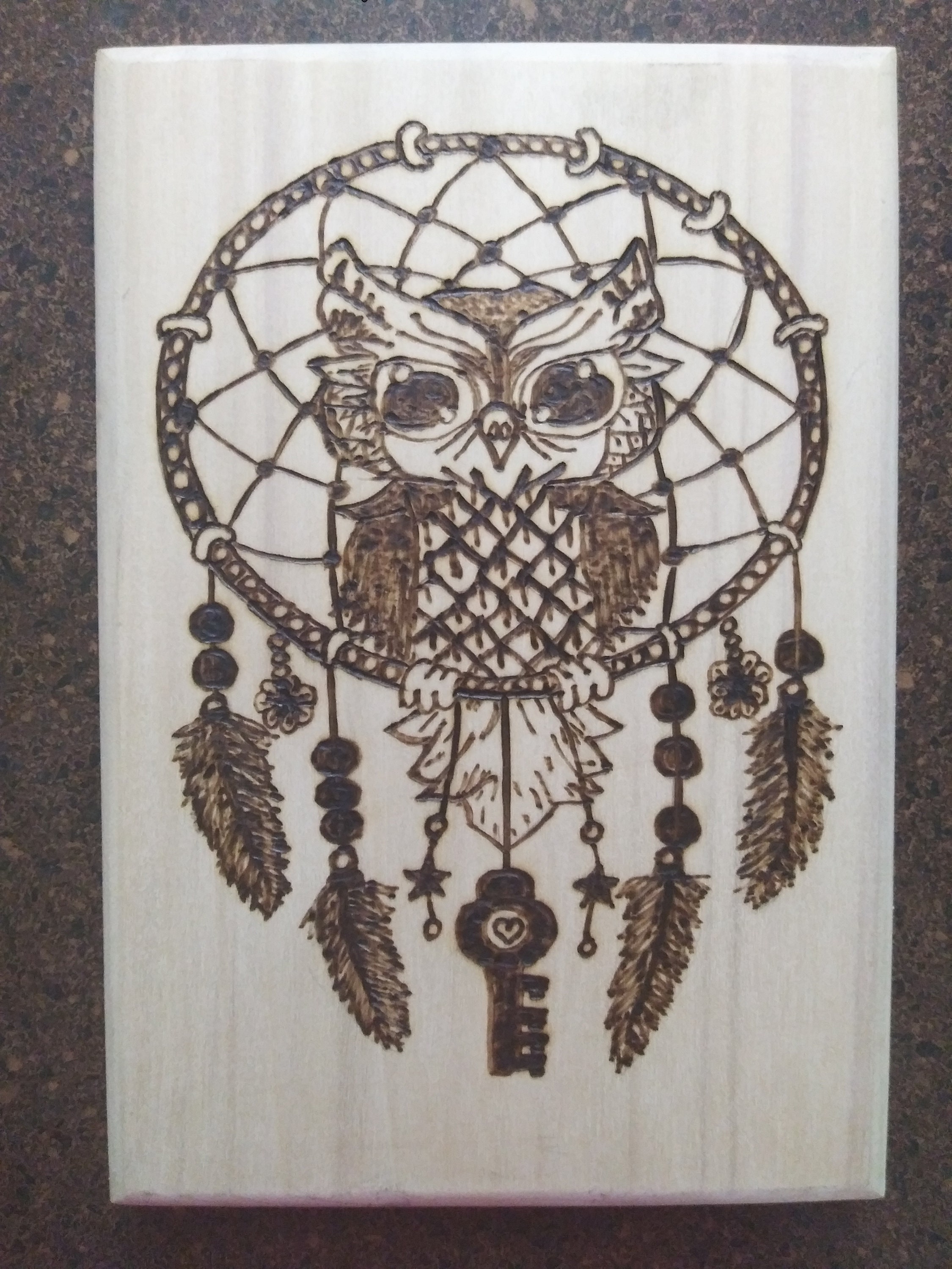 Wood Burned Owl Dream Catcher Etsy
