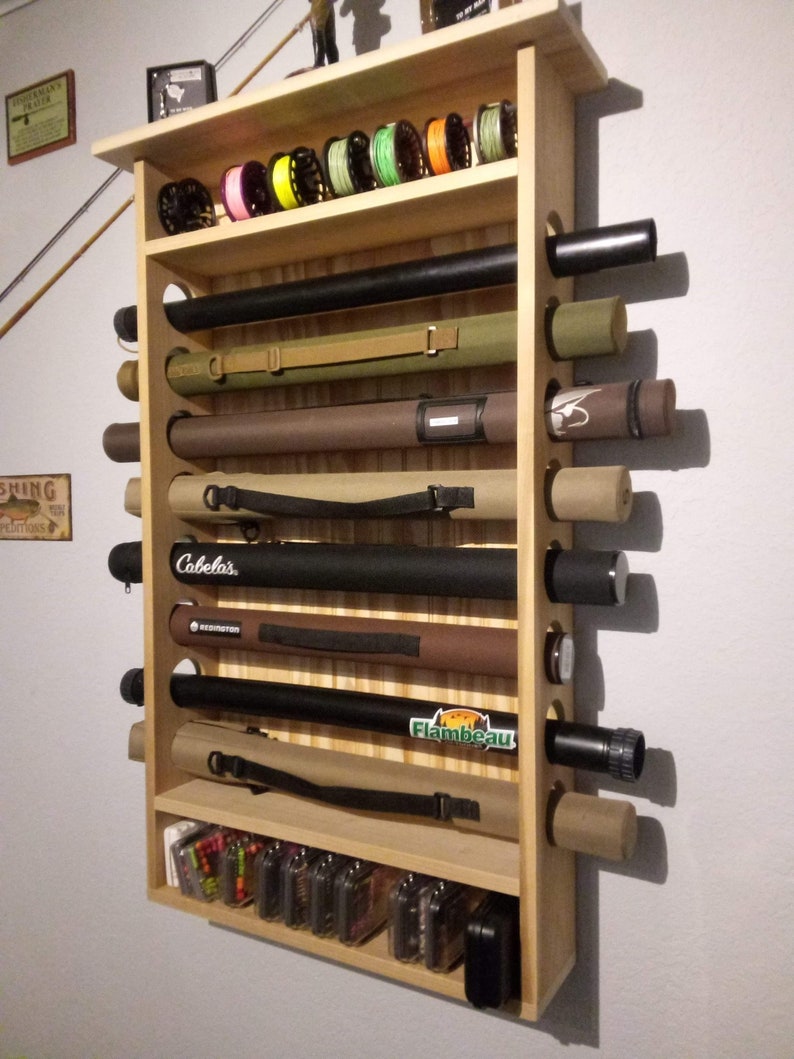 8 Rod Hanging Fly Rod Wall Rack Etsy
