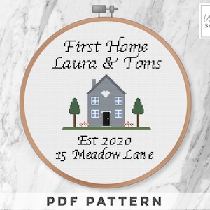 Personalised New Home Cross Stitch / Personalised New House Cross Stitch / Custom New Home Cross Stitch / First Home Cross Stitch