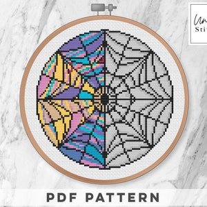 Wednesday Cross Stitch Pattern Digital / Wednesday and Enid Cross Stitch Glass Window Cross Stitch Design / Instant Digital Download PDF