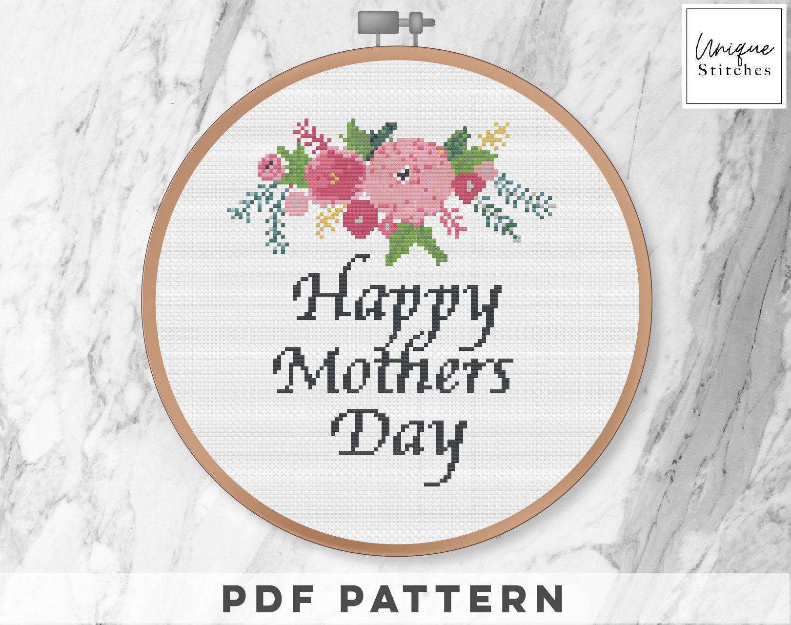 Happy Mothers Day Cross Stitch Pattern / Mum Cross Stitch