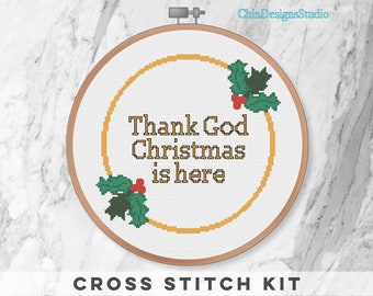 Cross Stitch Kit / Christmas Sign / Beginners Cross Stitch / Christmas Cross Stitch Kit /Modern Cross Stitch /Merry Christmas