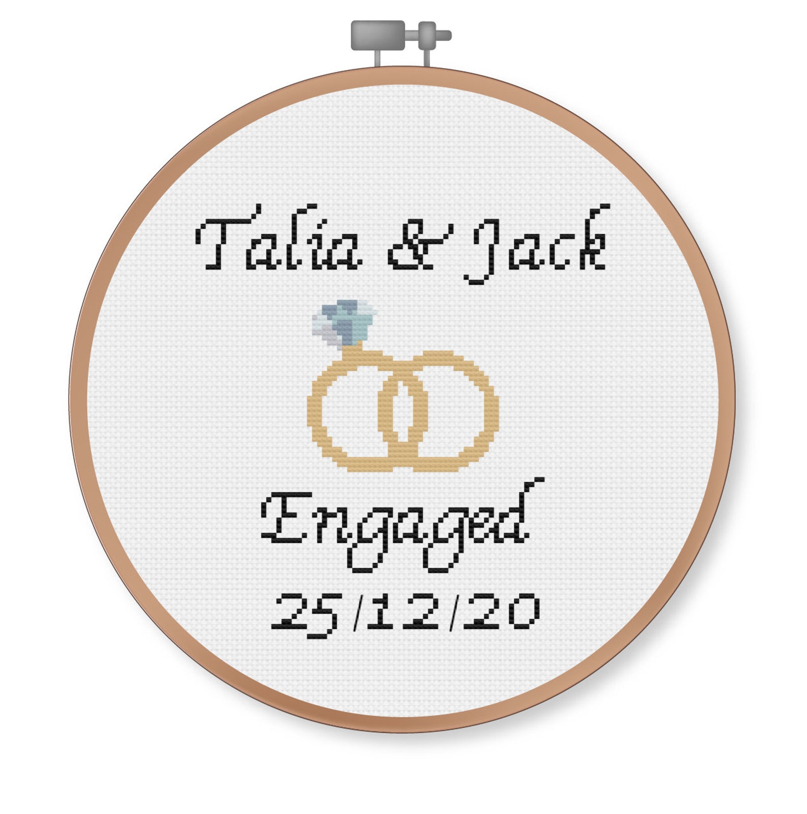 Personalised Engaged Cross Stitch / Personalised Engagement Cross