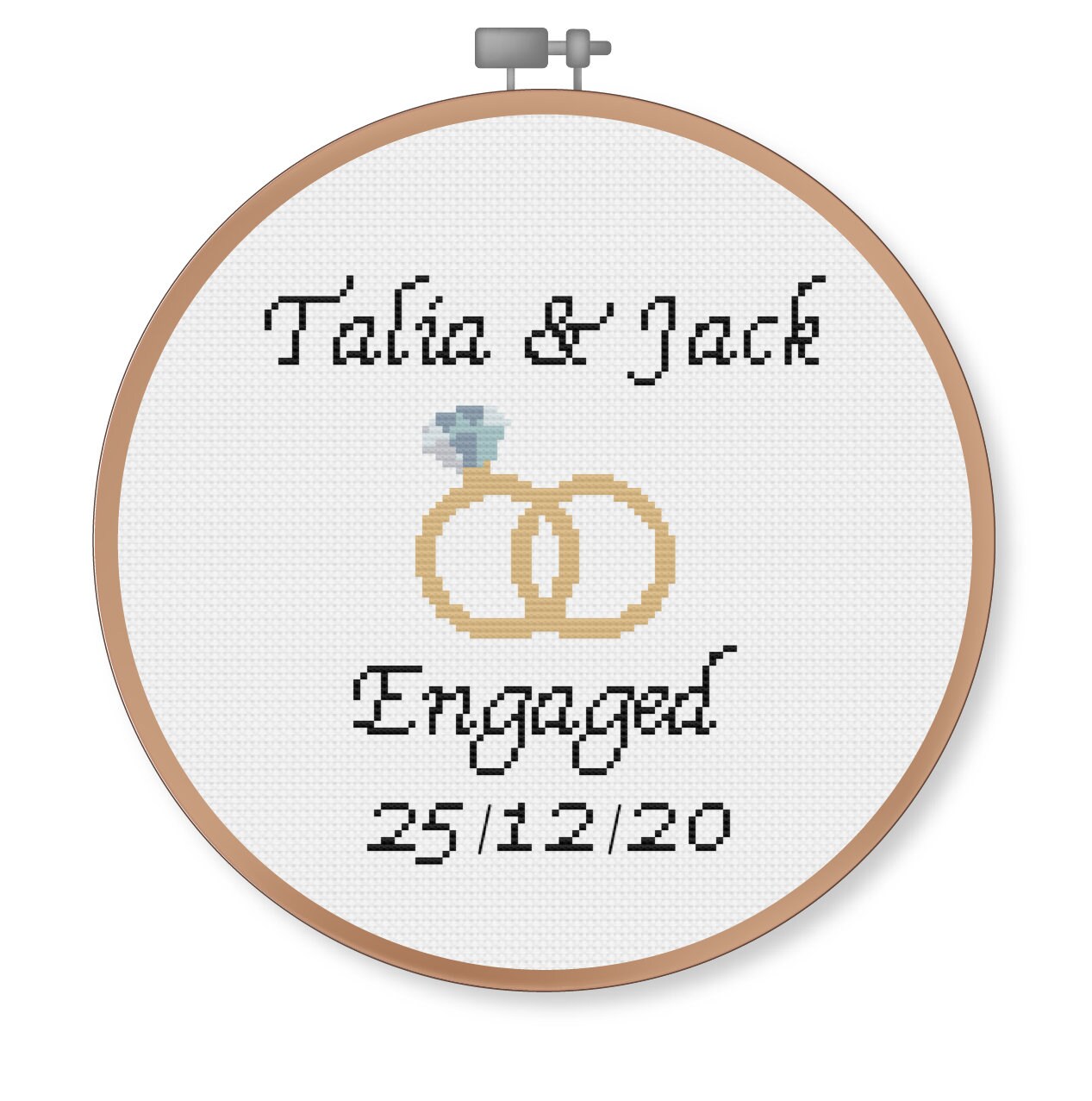 Personalised Engaged Cross Stitch / Personalised Engagement Cross