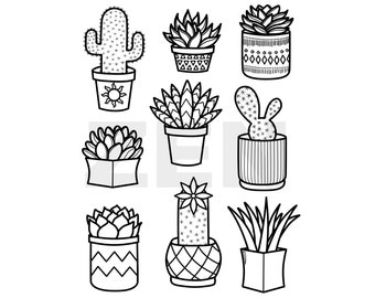 Succulent Pattern Printable Coloring Page, Printable Coloring Pages For Adults, Coloring Sheets For Adults, Succulent Coloring Page,