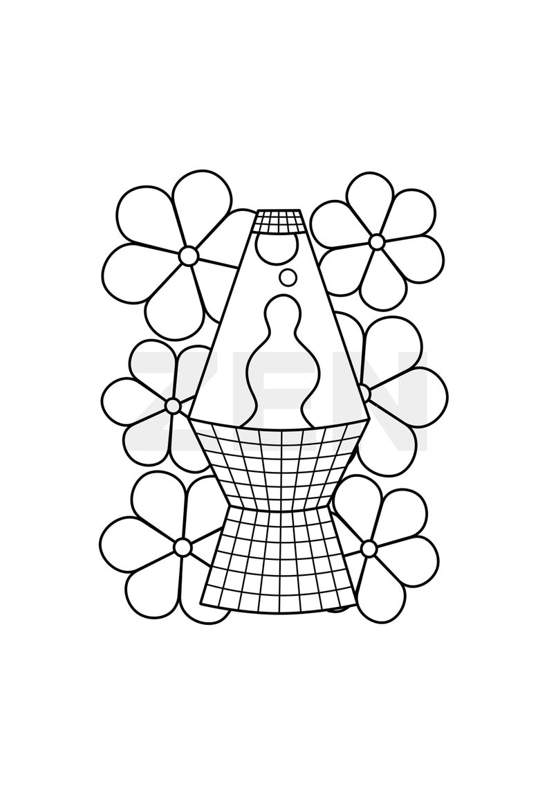 Lava Lamp Printable Adult Coloring Page, Coloring Page for Adults and ...